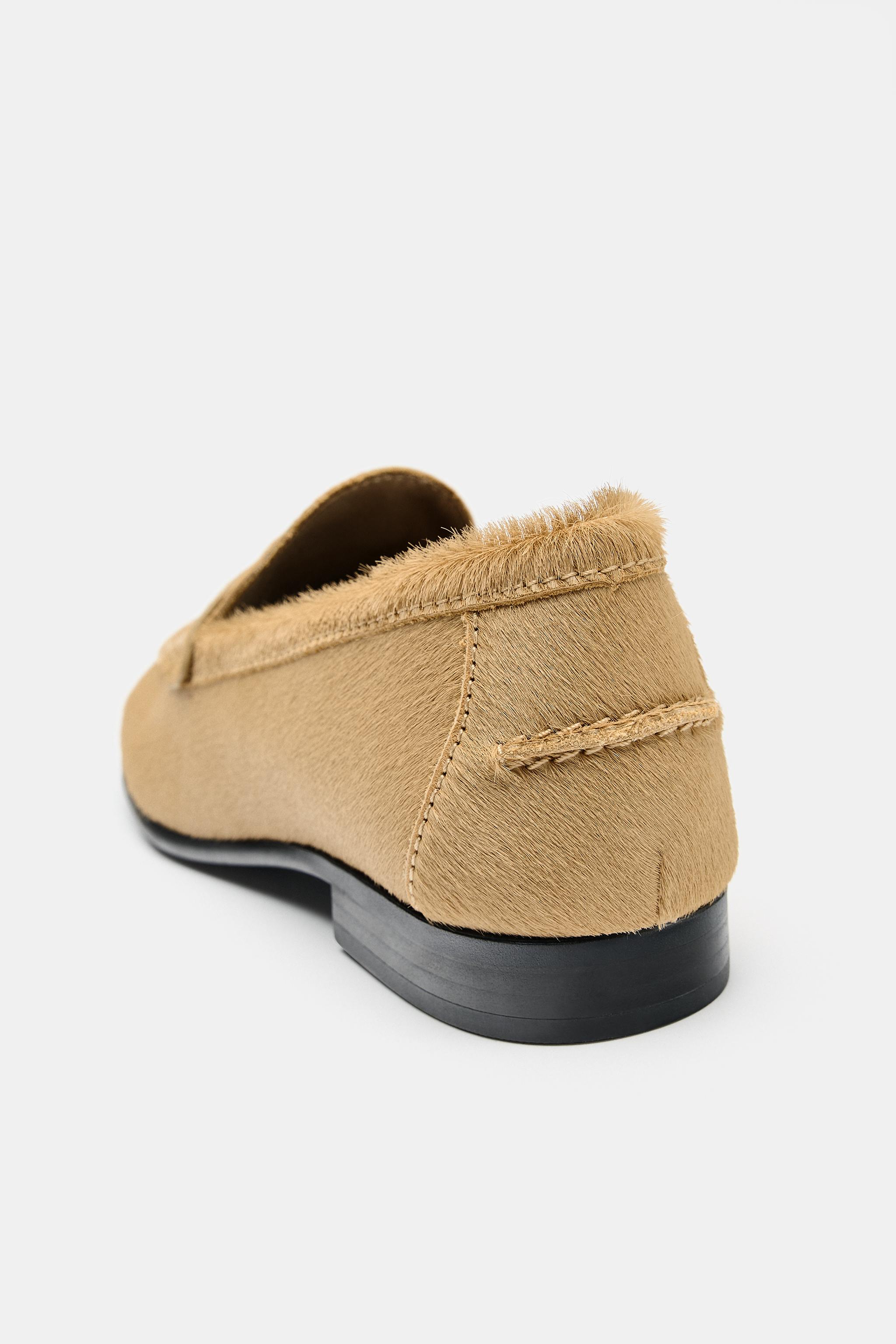 MOCASSINS EN CUIR EFFET FOURRURE
